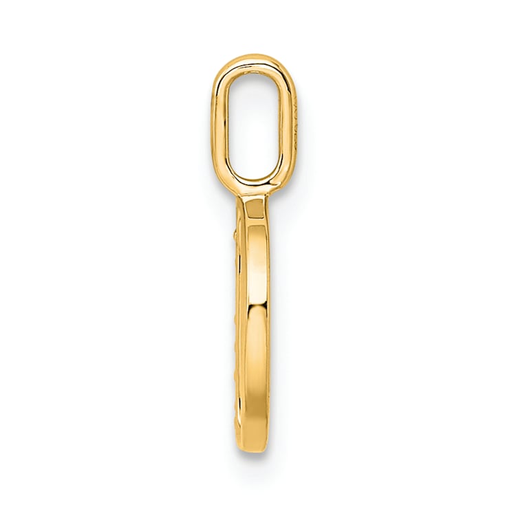 14K Yellow Gold Diamond Letter D Initial Pendant