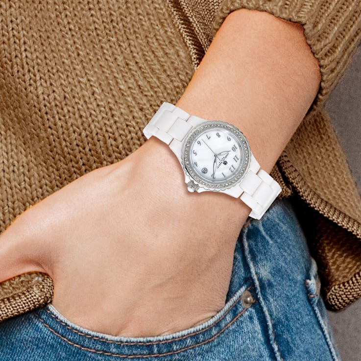 Ladies Charles Hubert White Ceramic 38mm Watch