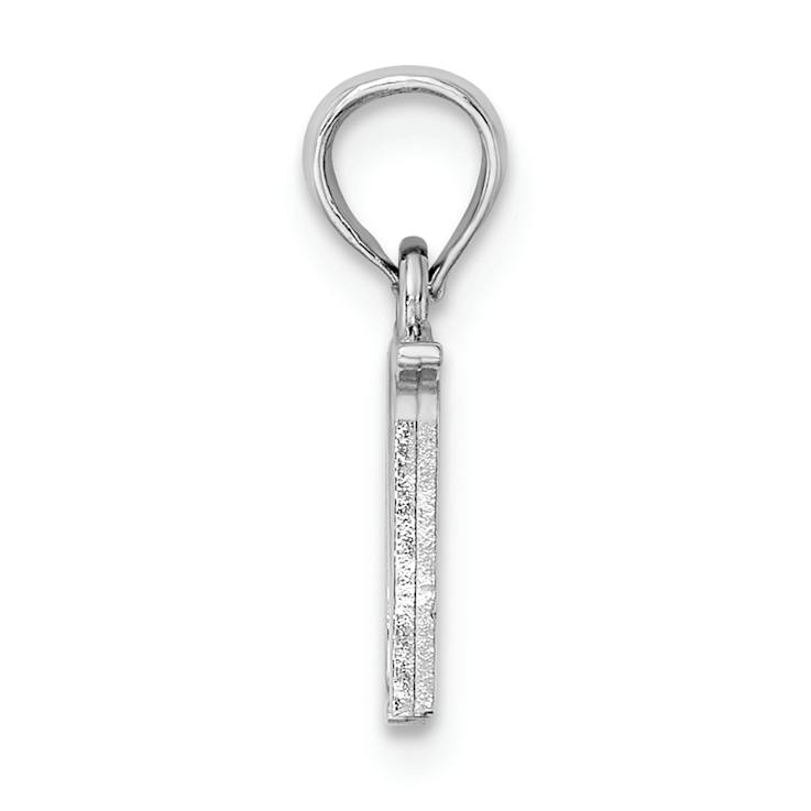 Rhodium Over 14k White Gold Polished Block Letter N Initial Pendant