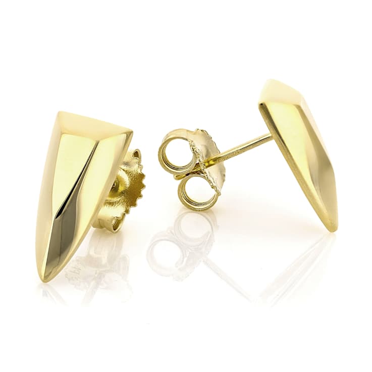 Polished Rectangular Bar Stud Earrings In 18K Gold Over Sterling Silver