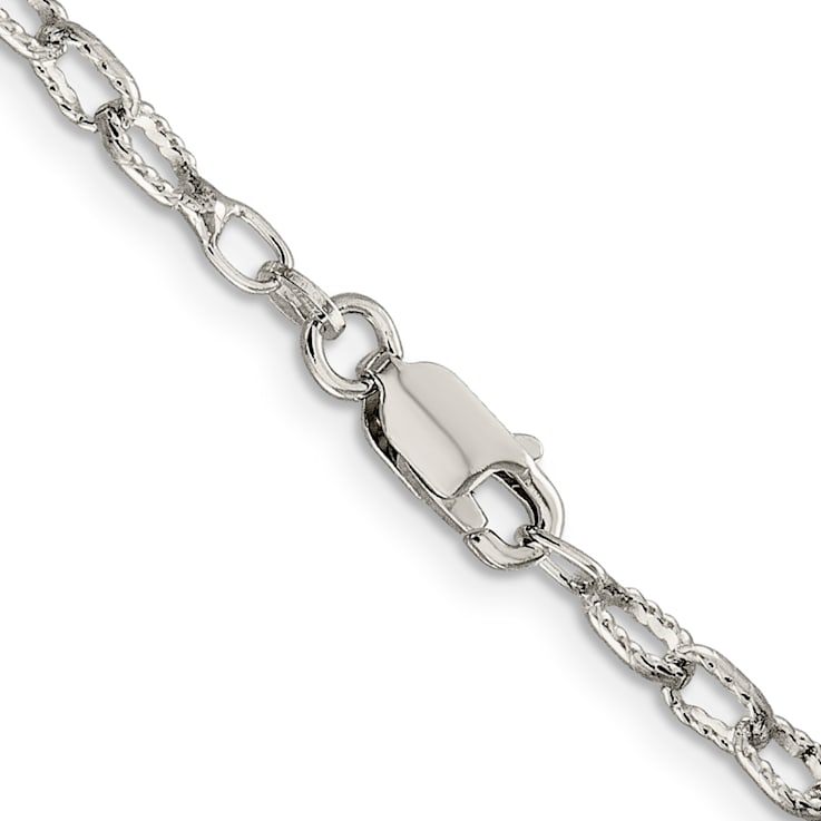 Sterling Silver 3.75mm Fancy Patterned Rolo Chain Necklace