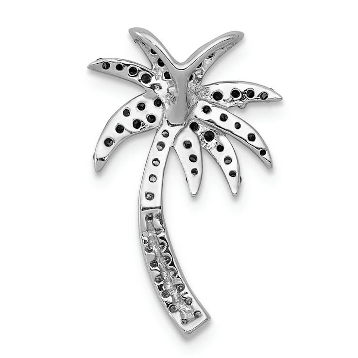 14K Two-tone Gold  White and Green Diamond Palm Tree Chain Slide Pendant