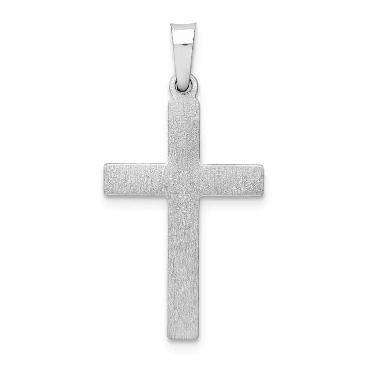 Rhodium Over 14k White Gold Brushed and Polished Latin Cross Pendant