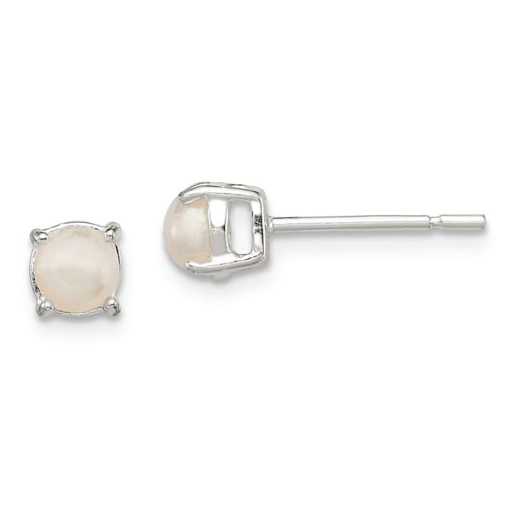 Sterling Silver Polished Freshwater Cultured Pearl Post Earrings