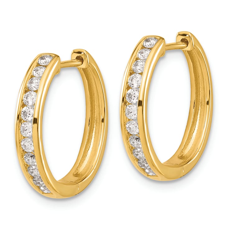 14K Yellow Gold Lab Grown Diamond SI1/SI2, G H I, Hinged Hoop Earrings