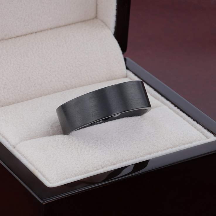 SAN ANTONIO Flat Black Tungsten Carbide Band with Brushed Finish 8mm