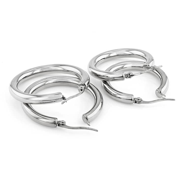 Silver-Tone Hoop Earring Set Of 2