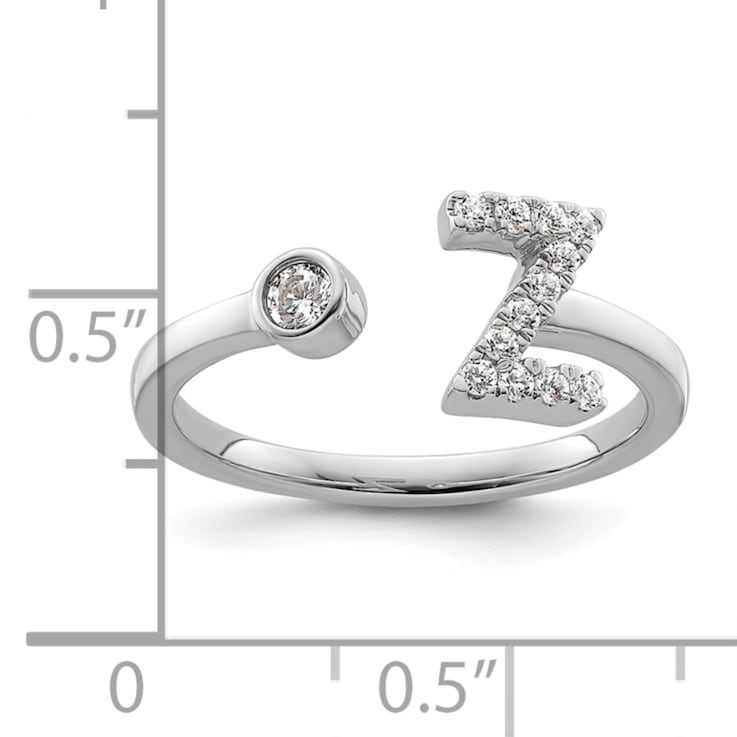 Rhodium Over 14K White Gold Lab Grown Diamond VS/SI GH, Initial Z
Adjustable Ring