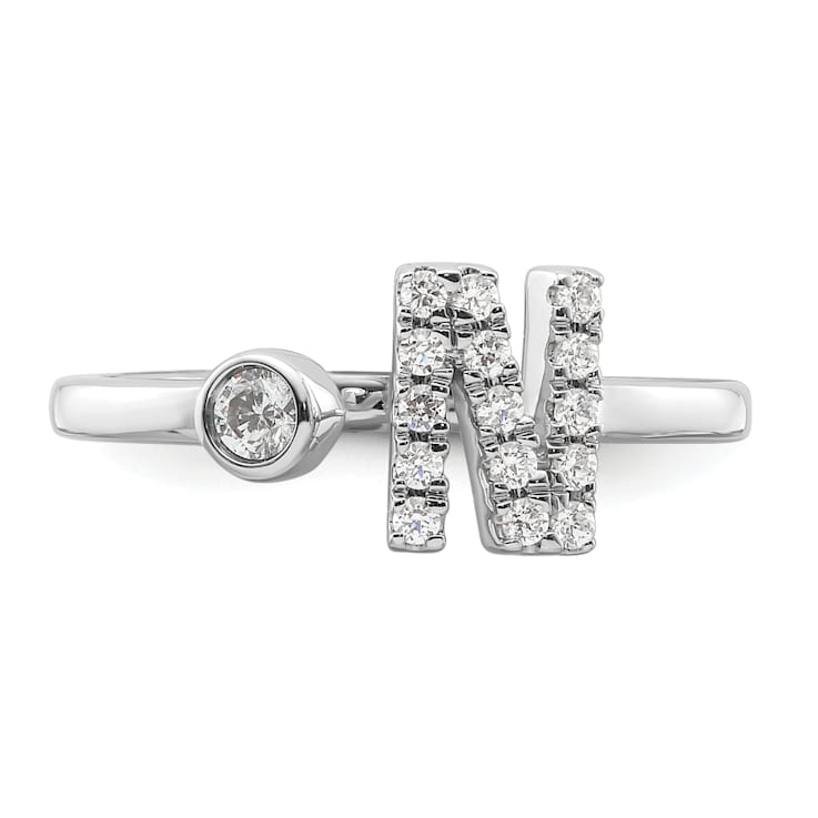 Rhodium Over 14K White Gold Lab Grown Diamond VS/SI GH, Initial N
Adjustable Ring