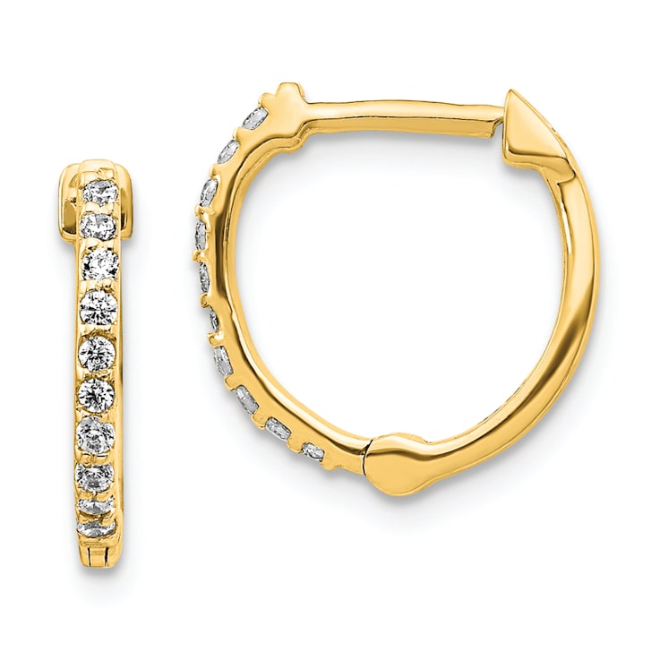 14K Yellow Gold Lab Grown Diamond Hoop Earrings