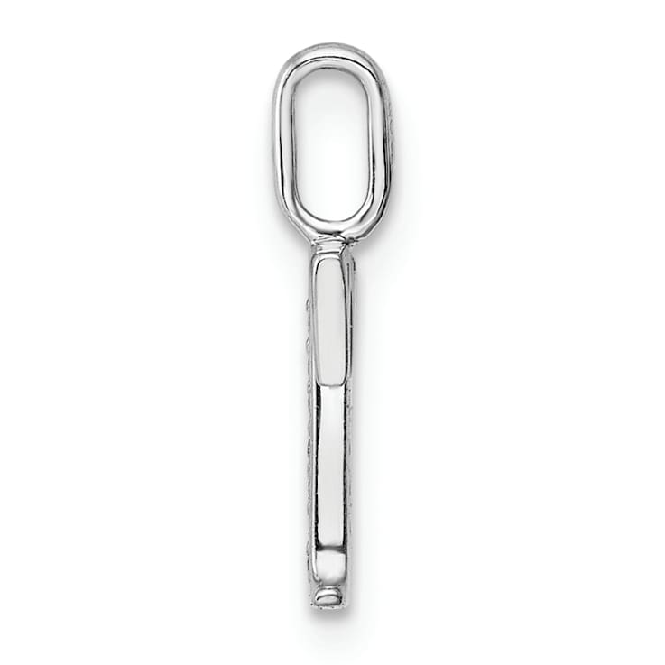 14K White Gold Diamond Letter T Initial Pendant
