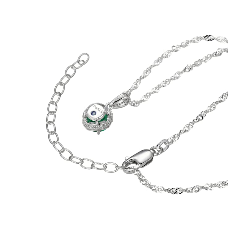 Green Lab Created Garnet and White Cubic Zirconia Platineve® Pendant
With Chain 1.57ctw