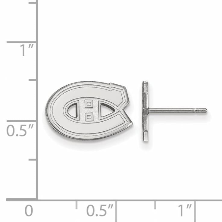 Rhodium Over Sterling Silver NHL Montreal Canadiens LogoArt Extra Small
Post Earrings