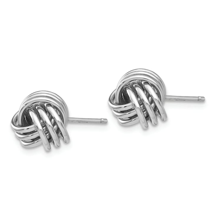Rhodium Over 14k White Gold 8mm Ridged Love Knot Stud Earrings