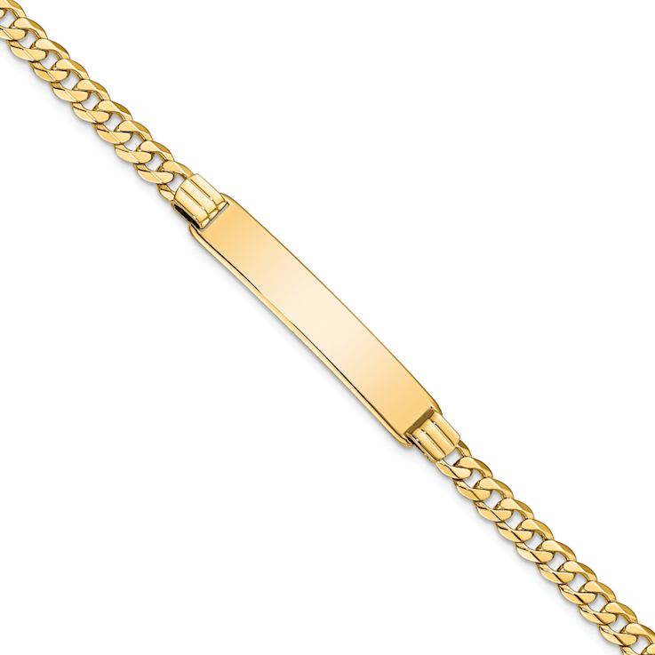 10k Yellow Gold Flat Curb Link ID Bracelet