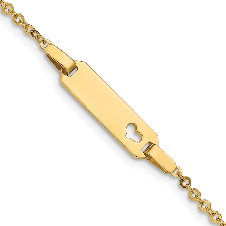 14k Yellow Gold Children's Heart ID Bracelet