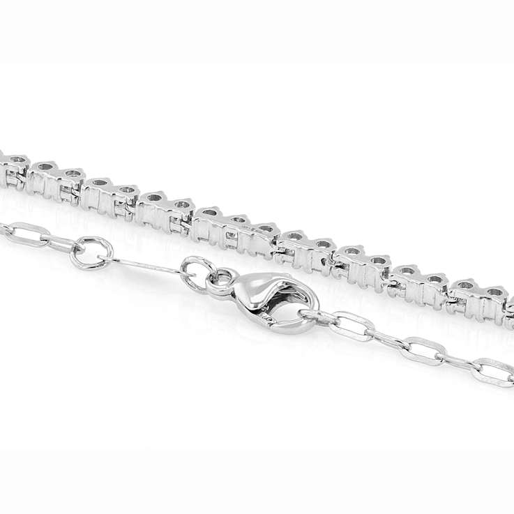 DaInty Lab-Grown Diamond Station Necklace 1ctw In Sterling Silver