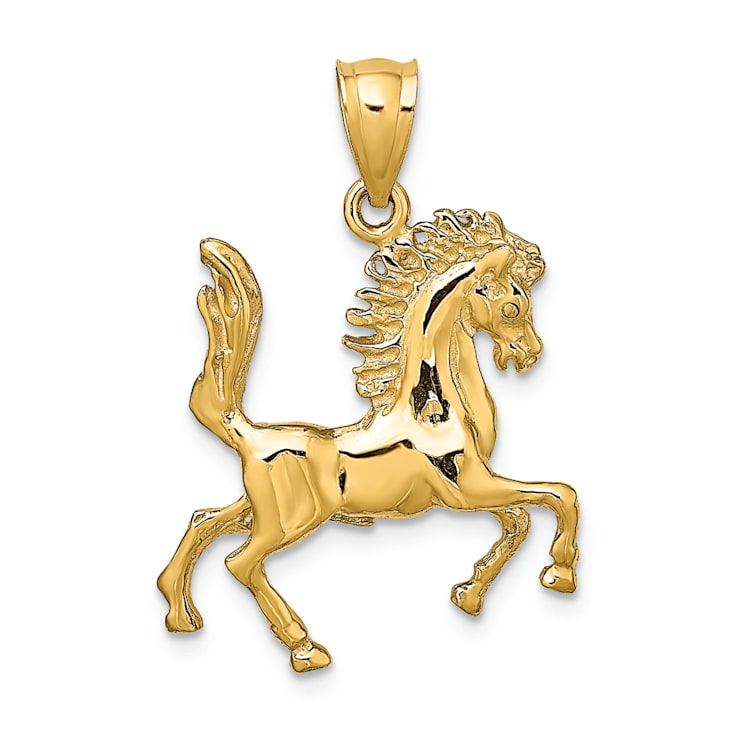 14k Yellow Gold 3D Horse Pendant