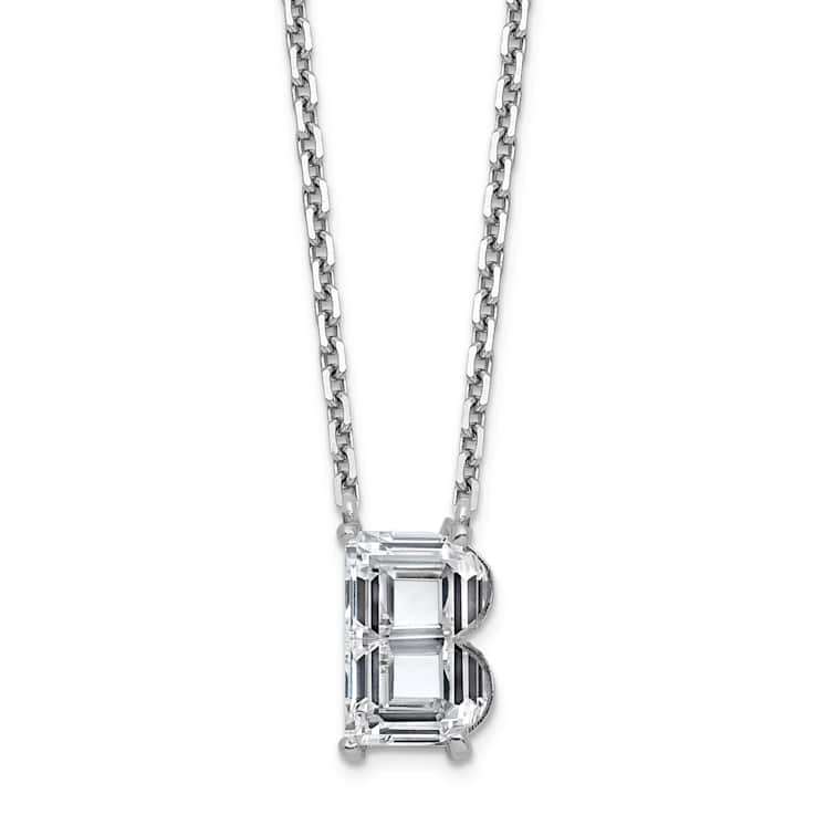 White Lab-Grown Diamond F VS 14K White Gold "B" Initial
Necklace 2.00ct