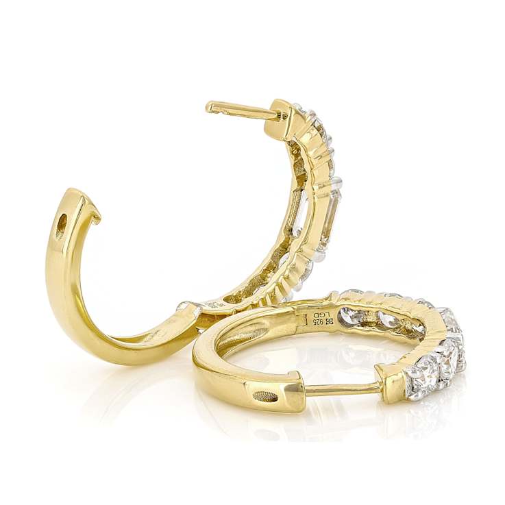 Lab-Grown Diamond Round And Emerald-Cut Ring 2.75ctw In 14K Gold Over
Sterling Silver