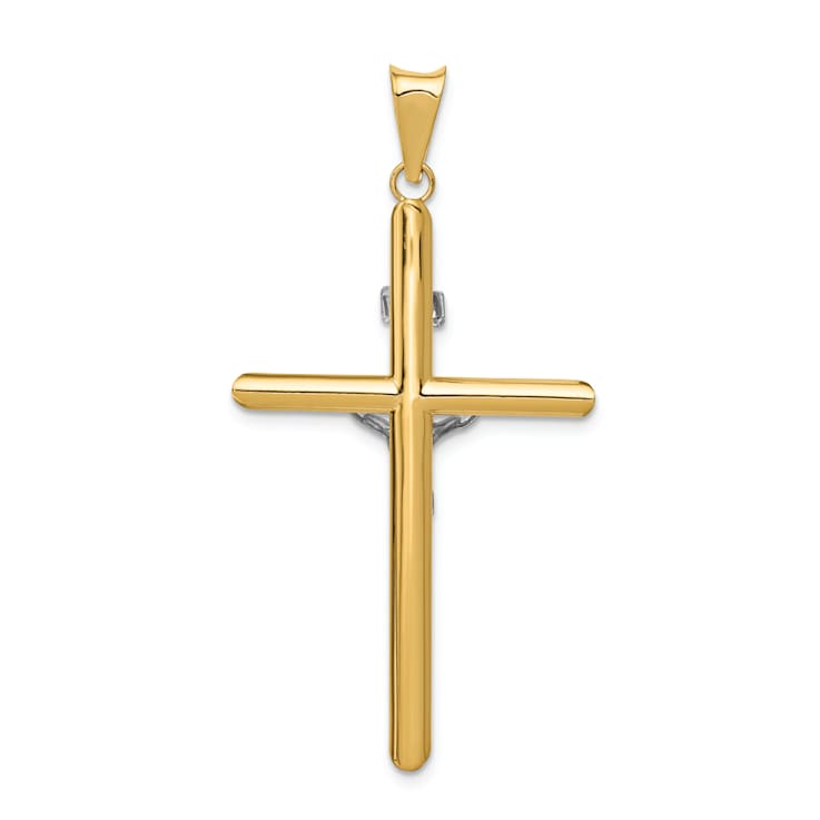 14K Yellow and White Gold Polished Jesus Crucifix Pendant