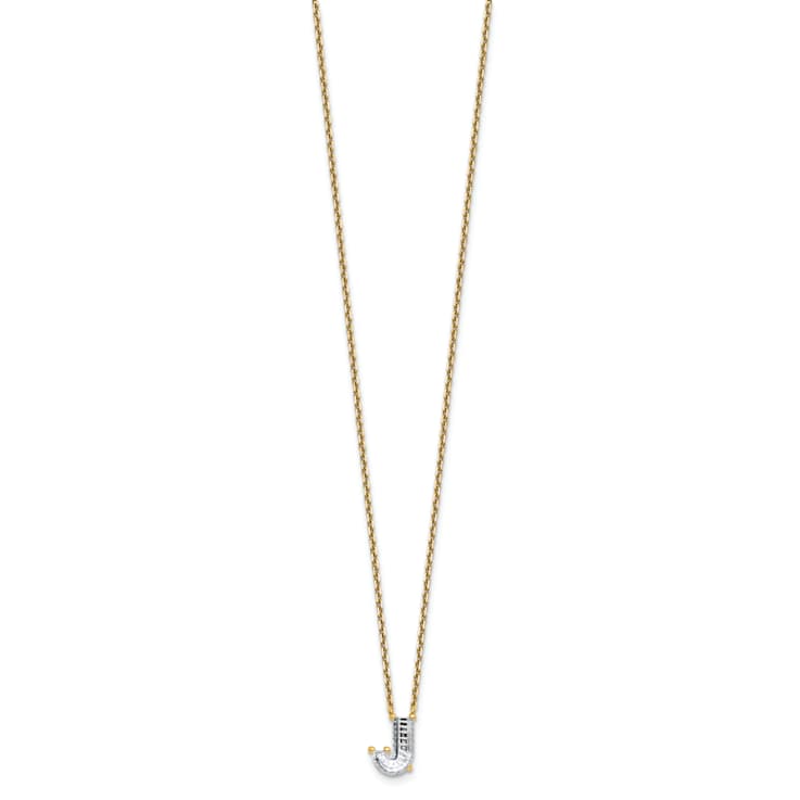 White Lab-Grown Diamond F VS 14K Yellow Gold "J" Initial
Necklace 1.25ct