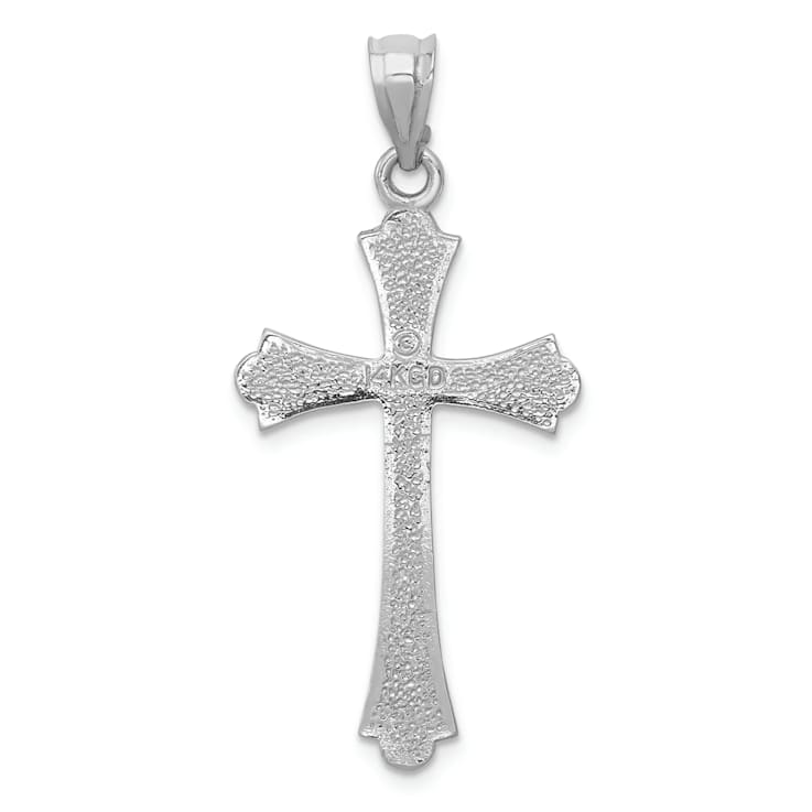 Rhodium Over 14k White Gold Satin Cross Pendant