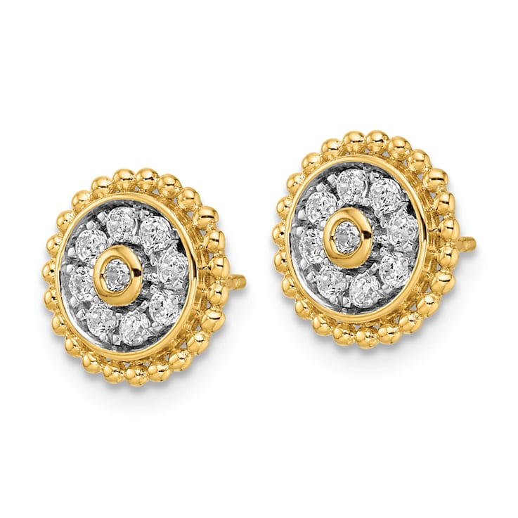 14K Yellow Gold Lab Grown Diamond SI1/SI2, G H I, Circle Post Earrings