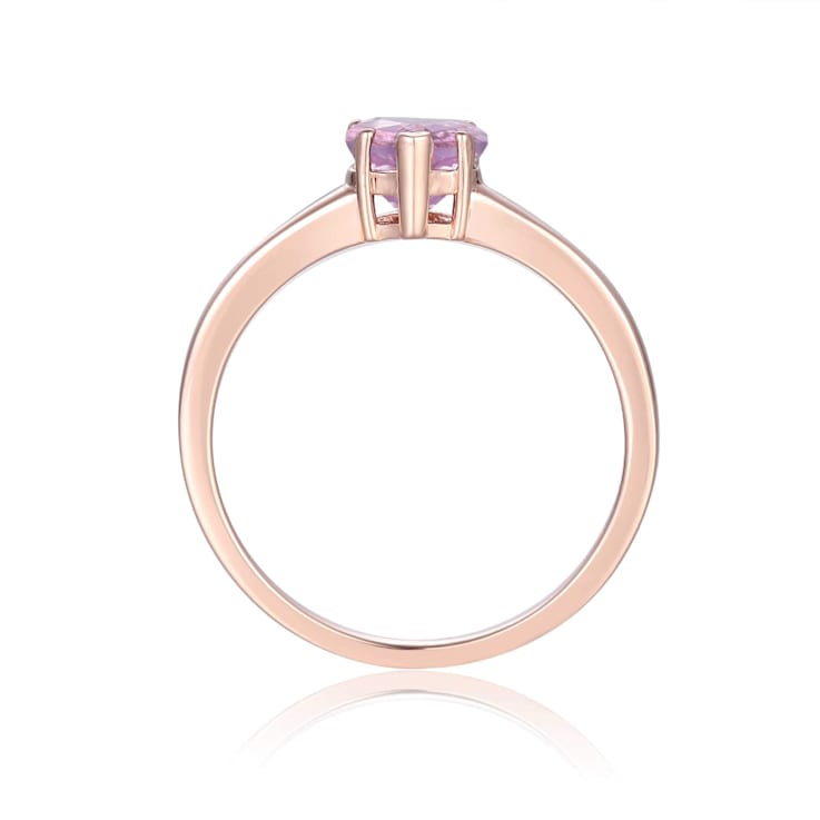 Heart Shape Amethyst 14K Rose Gold Over Sterling Silver Solitaire Ring, 0.85ct