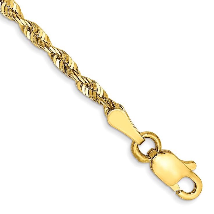 10k Yellow Gold 2.25mm Diamond-Cut Rope Link Bracelet