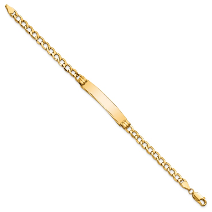 14k Yellow Gold Polished Cuban ID Bracelet