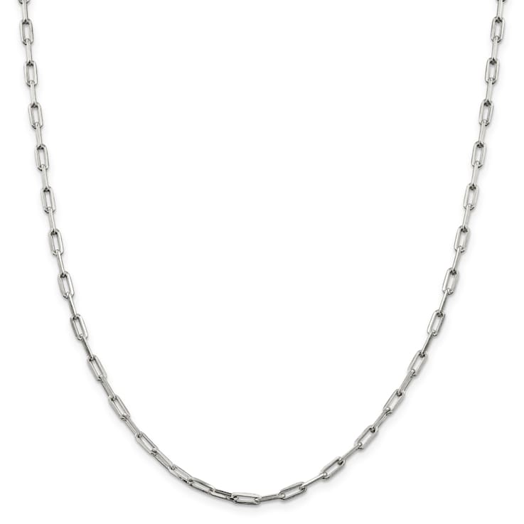 Sterling Silver 3.25mm Elongated Open Link Chain Necklace