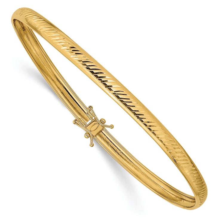 14k Yellow Gold Polished Diamond-Cut 4.25mm Flexible Bangle