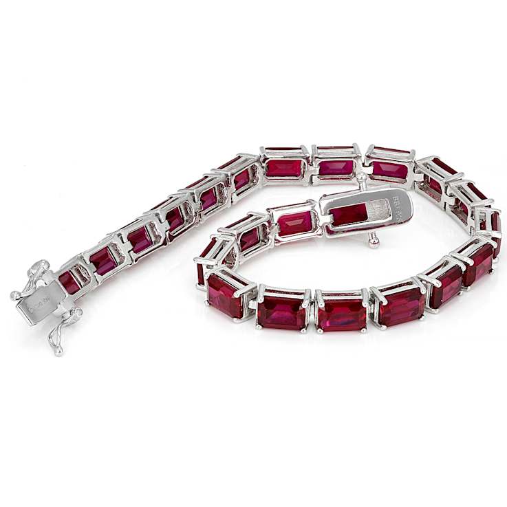 Lab-Created Ruby Tennis Bracelet In Sterling Silver 25.91ctw