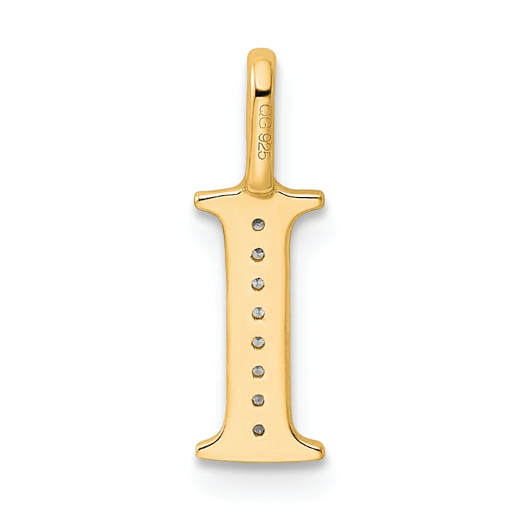 14K Yellow Gold Diamond Letter I Initial Pendant