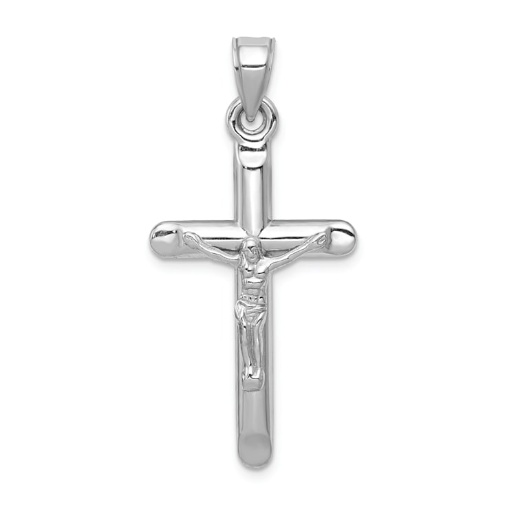 Rhodium Over 14K White Gold Crucifix Pendant