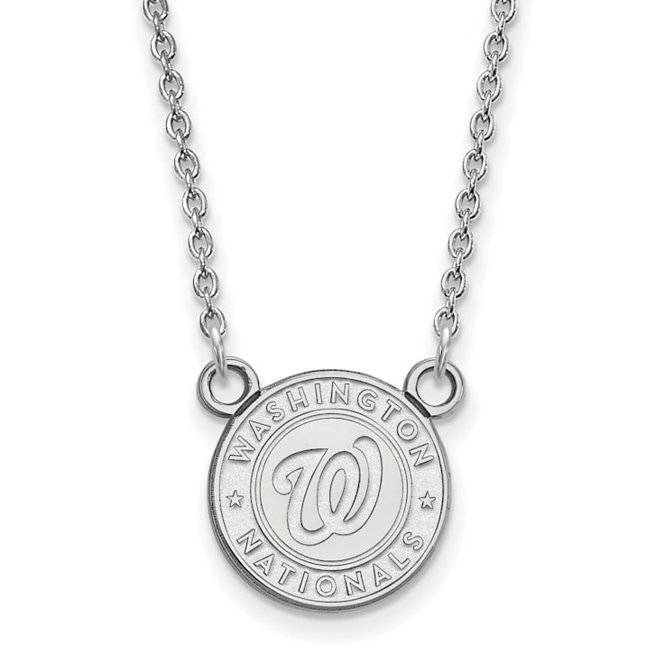 Rhodium Over Sterling Silver MLB LogoArt Washington Nationals Pendant Necklace