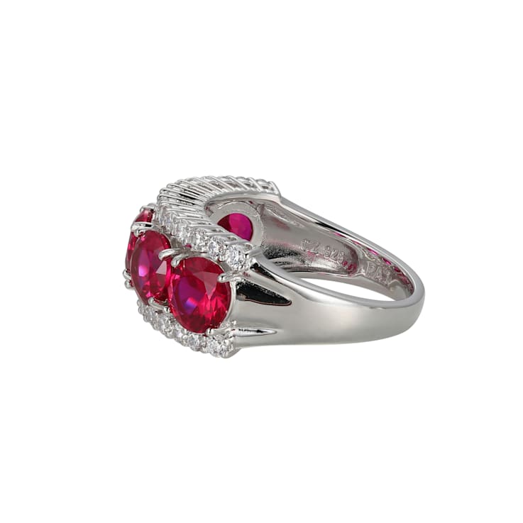 Lab Created Ruby And White Cubic Zirconia Platinum Over Sterling Silver
Ring 5.20ctw
