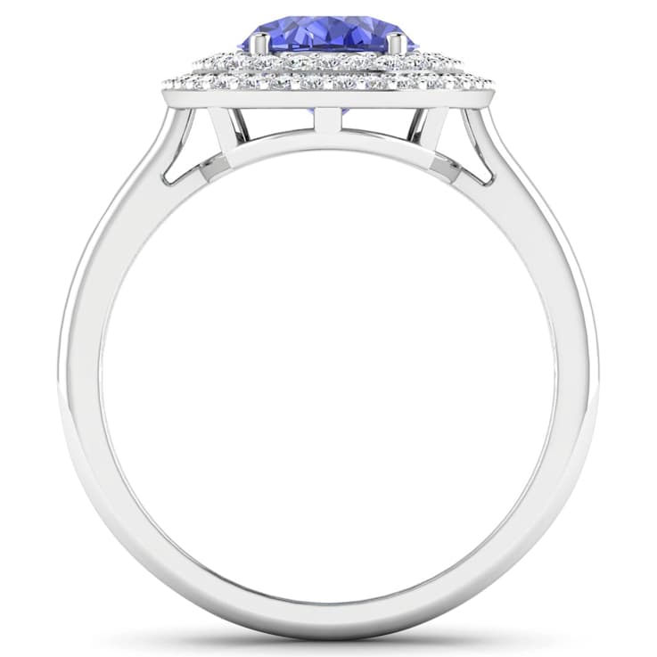1.69ctw Violet Tanzanite and Diamond 14K White Gold Halo Ring