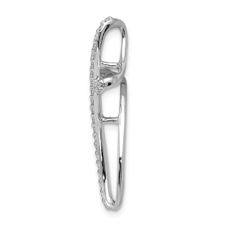 Rhodium Over 14k White Gold Diamond Cross chain slide