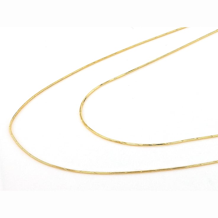 Snake ChaIn Necklace With Diamond-Cut Stations Set Of Two In 18K Gold
Over Sterling Silver