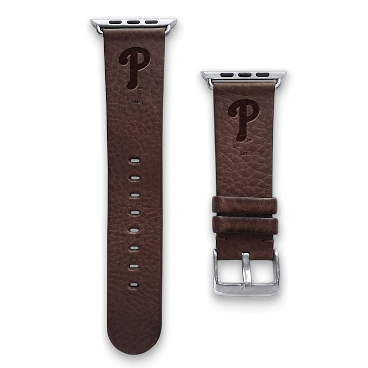 Gametime MLB Philadelphia Phillies Brown Leather Apple Watch Band
(42/44mm S/M). Watch not included.