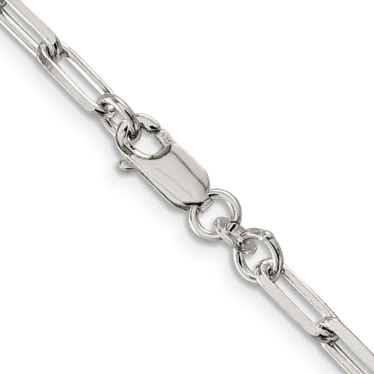Sterling Silver 4.25mm Elongated Open Link Chain Bracelet