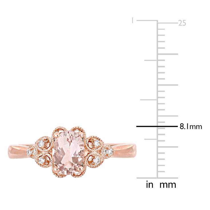 Morganite and Diamond 10K Rose Gold Filigree Ring 0.73ctw