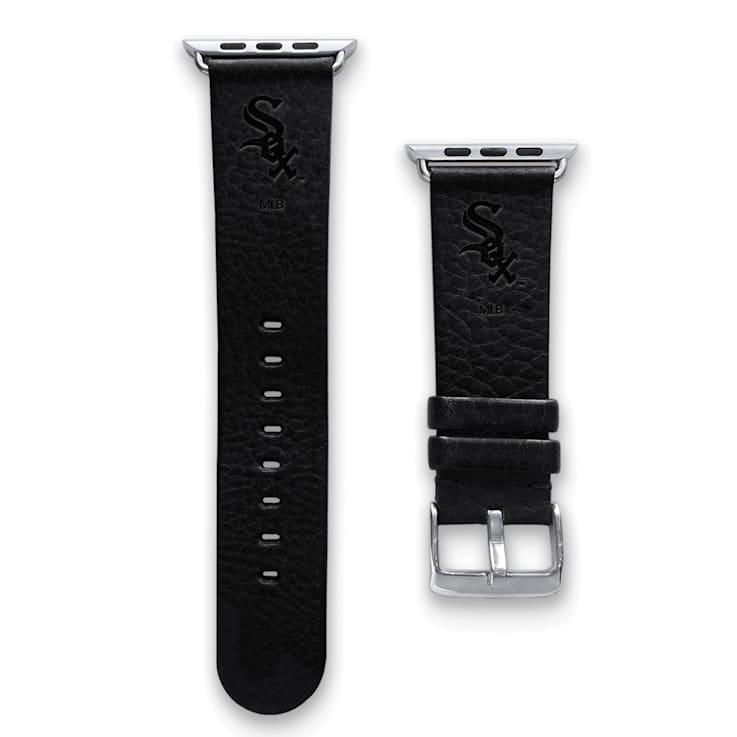 Gametime MLB Chicago White Sox Black Leather Apple Watch Band (38/40mm
M/L). Watch not included.