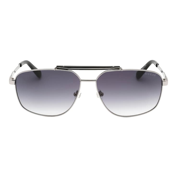 Guess Shiny Dark Nickel Frame / Gradient Smoke Lenses Sunglasses