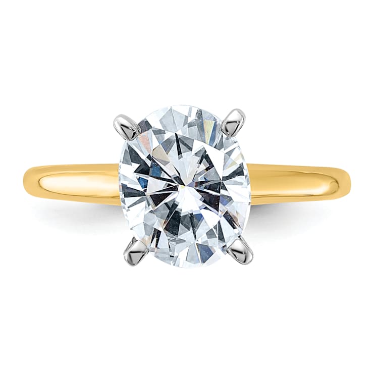 14K Yellow Gold With White Gold Accents 3 ct. D E F Pure Light Oval
Moissanite Solitaire Ring