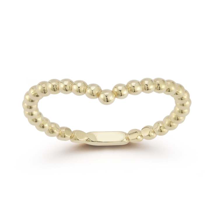 Bellissima Gold 14K Yellow Gold Beaded V Ring