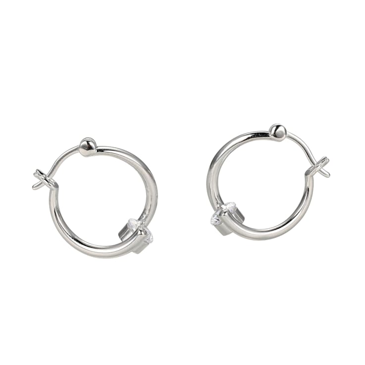 White Cubic Zirconia Rhodium Over Sterling Silver Hoop Earrings 1.62ctw