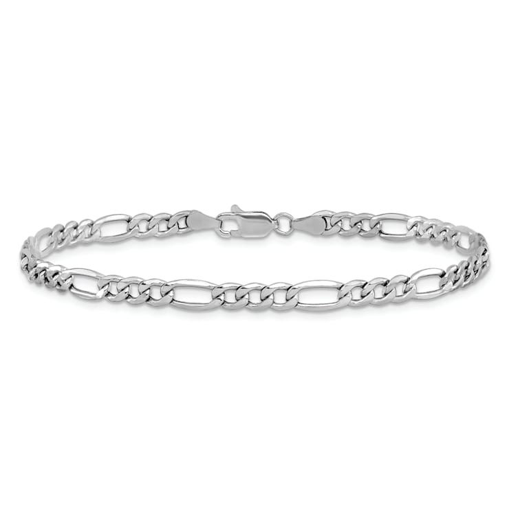 Rhodium Over 14k White Gold 4.4mm Figaro Link Bracelet, 7 Inches